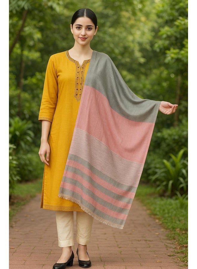 Flyer female Women's Stole/Scarf Colour- Pink & Grey Stylish 100% Soft Viscose Cotton Blend Ethnic Stripes Pattern Scarves Pack Of 1 St-13 - Image 5