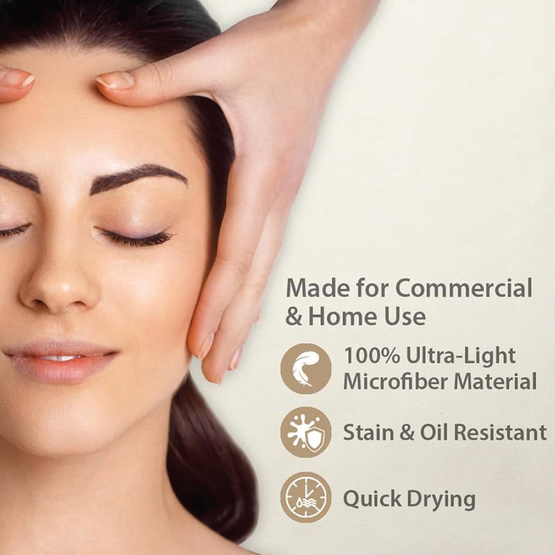 ForPro Professional Collection مجموعة شراشف تدليك مهنية من فور برو، 3 قطع، ميكروفايبر فاخرة، طبيعية، خفيفة جداً، مقاومة للبقع والتجاعيد، تشمل شريحة تدليك مسطحة وشريحة تدليك مشدودة وغطاء لراحة الوجه للتدليك - Image 4
