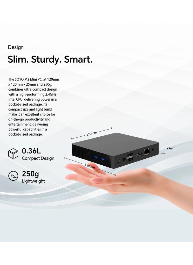 AROAQ M2 Mini PC, 6GB RAM, 64GB EMMC, Intel N3350, Windows 10, Compact and Ideal for Home, Business and Gaming  - Image 4