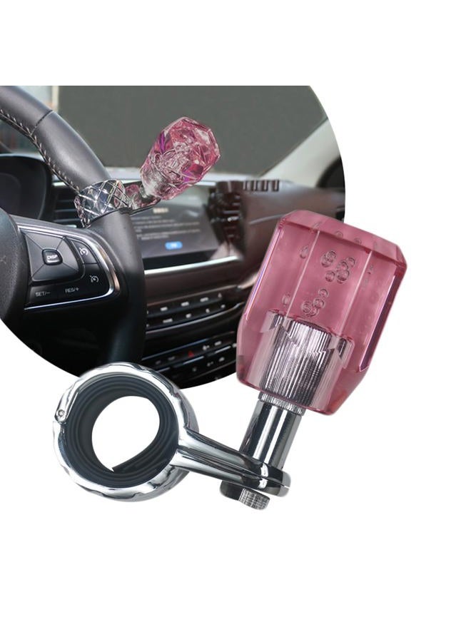 EOHMAK Car Steering Wheel Spinner Knob Acrylic Crystal Steering Wheel Booster Ball Car Power Handle Spinner Knobs Steering Wheel Aid Spinners for Cars Tractors Trucks Car Accessories(Pink) - Image 1