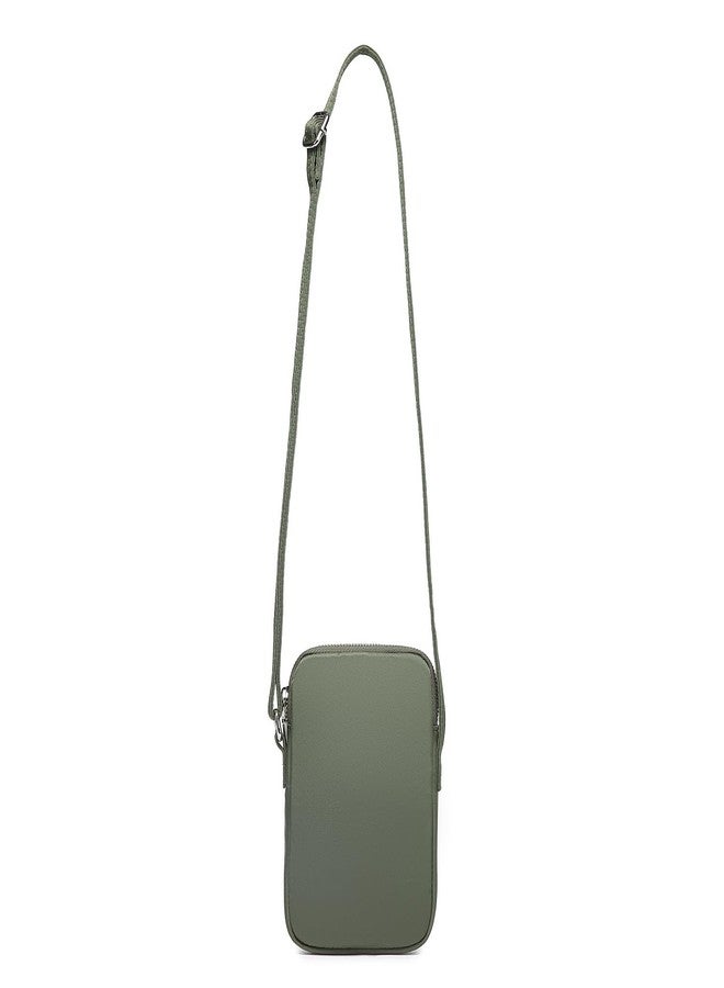 YONBEN Small Crossbody Purse Zipper Cell Phone Bag Mini Shoulder Purse Wallet Smart Phone Wallet with Credit Card Solts (Nylon-Army green) - Image 5