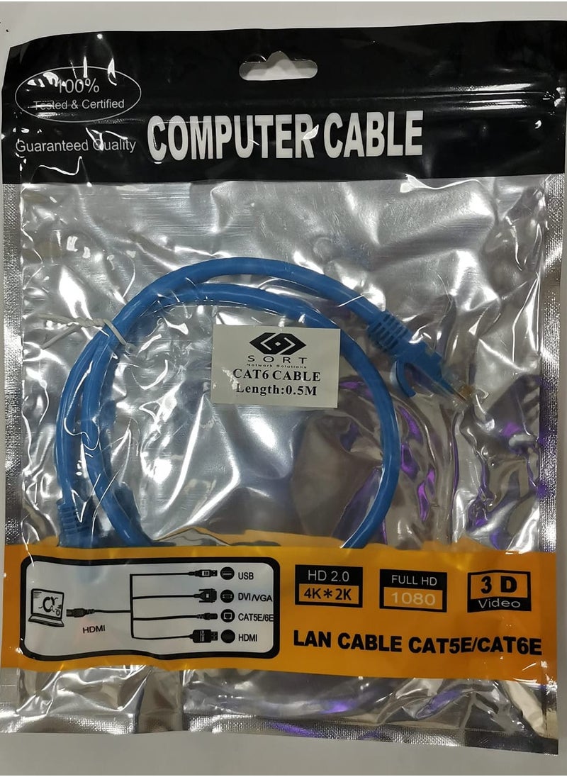 Generic Keendex 1080 Cat6E Network Cable, 1 Meter - Blue for Modems  - Image 2