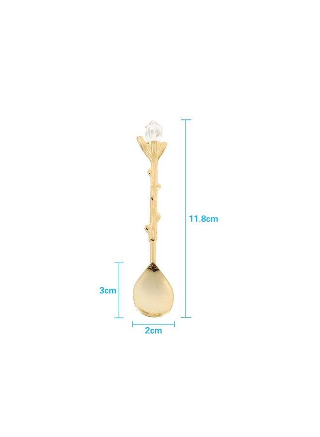 Fdit 6Pcs/Set Flatware Vintage Spoon Dessert Coffee Mixing Spoon Teaspoon Ice Cream Spoon Fruit Fork Royal Style Metal Mini Carved Tableware Fruit Spoon For Kitchen Dining Bar Sweet Snacks(Antique Brass) - Image 3