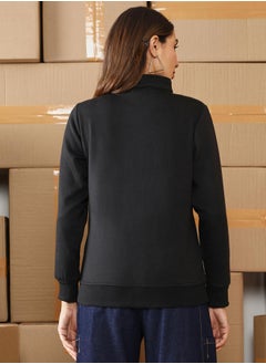 Campus Sutra Women's Mocha Brown & Onyx Black Zip-Front Block Jacket  - Image 5