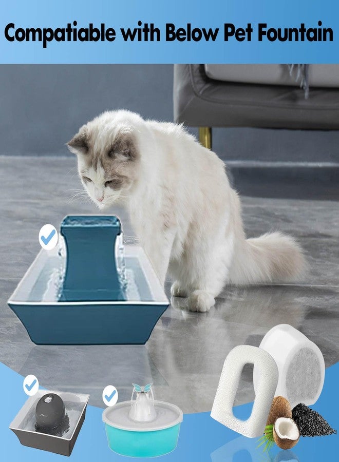 Porens 16 Pack Cat Water Fountain Filters Replacement, 8 Carbon Filters and 8 Foam Sponge Pre-Filter Fit for Multiple Ceramic and Stainless Steel Pet Fountains - Image 3