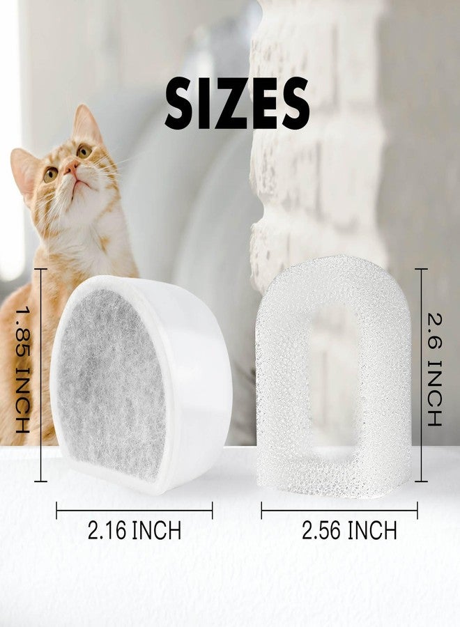 Porens 16 Pack Cat Water Fountain Filters Replacement, 8 Carbon Filters and 8 Foam Sponge Pre-Filter Fit for Multiple Ceramic and Stainless Steel Pet Fountains - Image 2