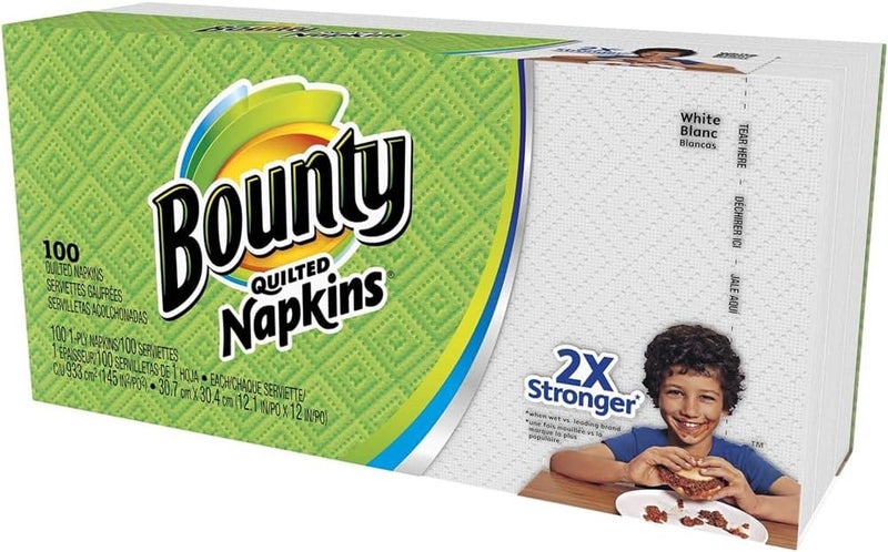 Bounty Quilted Napkins, 1-Ply, 12.1In X 12In, 100 Count, White - Image 1