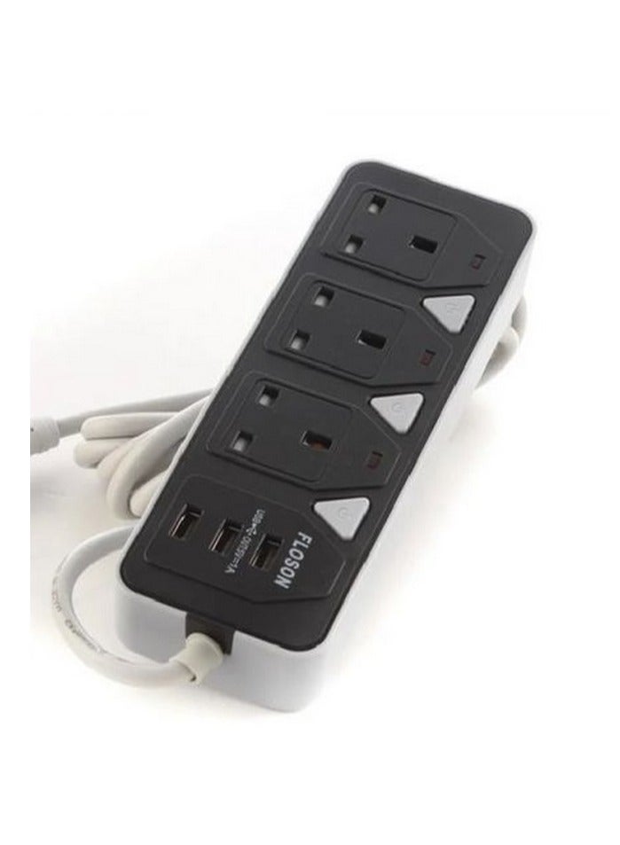 Electricity Subscriber - 3 Ports - 2Usb -1 Type C  Max 2500w- Black - Image 3