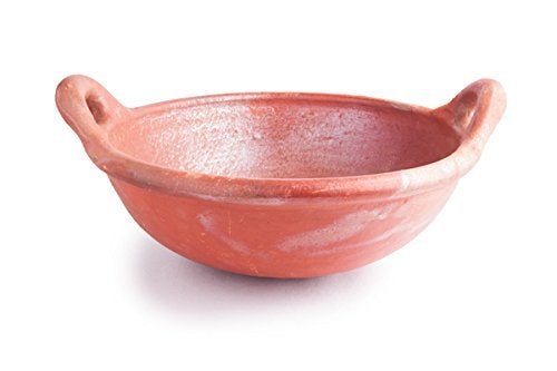 Zishta Traditional Handcrafted Clay Kadai Handmade Pot Kadai Pot For Cooking Serving Deep Frying For Curries Gravies Red Natural And Traditional Dia 267cm H 102cm Cap 17L 14 Kg - Image 1