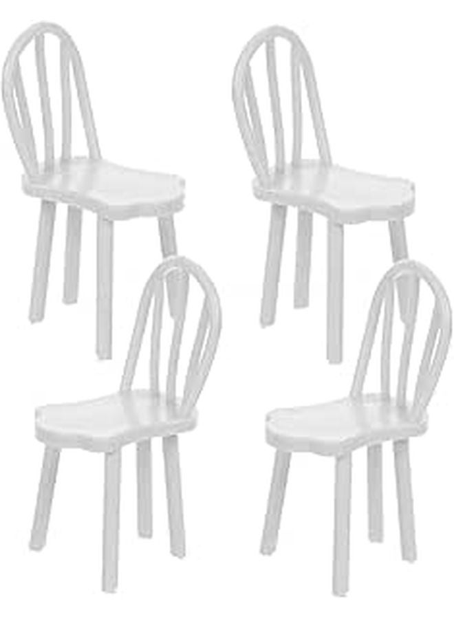 Vintage Style Miniature Dollhouse Chairs Set of 4 Minimalist Furniture Decor - Image 1