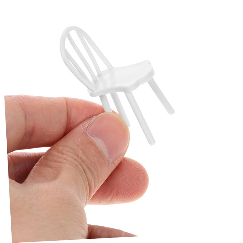 Vintage Style Miniature Dollhouse Chairs Set of 4 Minimalist Furniture Decor - Image 4