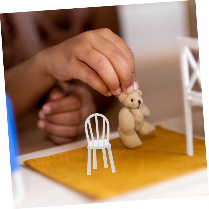 Vintage Style Miniature Dollhouse Chairs Set of 4 Minimalist Furniture Decor - Image 5