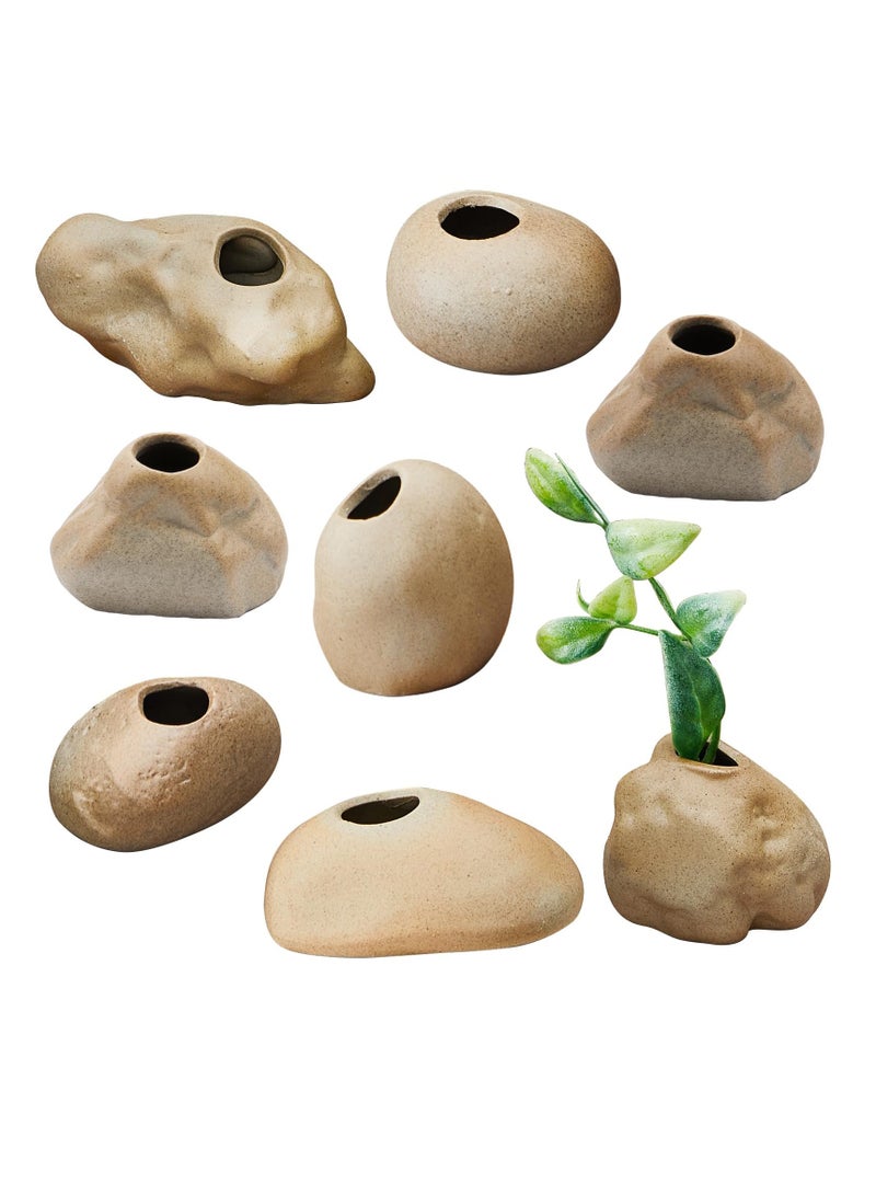 Excefore Ceramic Aquarium Plant Pots, 8 Pcs Aquarium Plant Pots Holder Aquatic Cup Holder Aquarium Planter Fish Tank Decorations for Plants Cultivation - Image 1