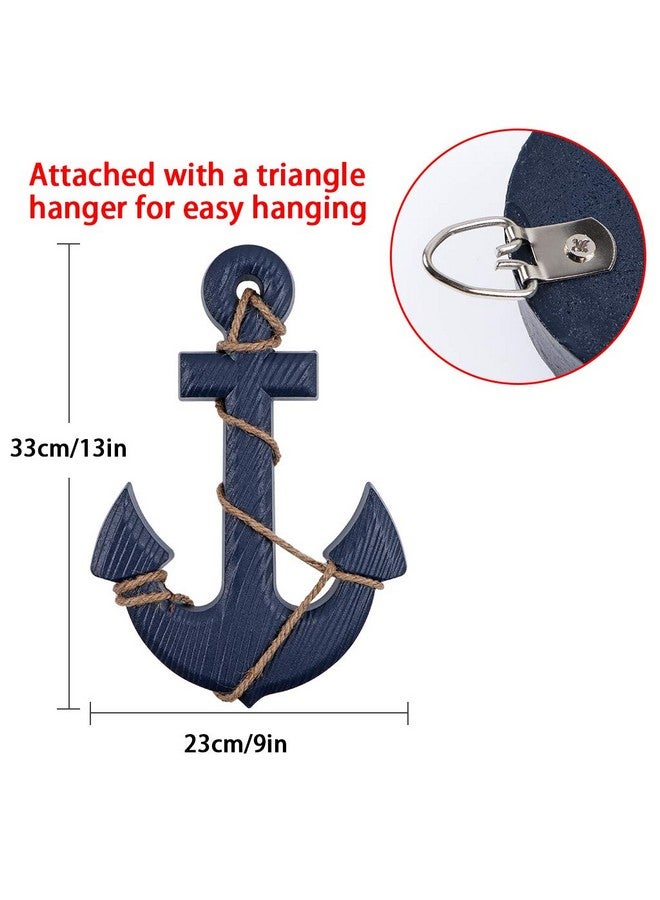 MDLUU Wooden Ship Wheel, Ship Rudder Decor, Helm Wheel Wall Hanging Ornament (11"(Navy Blue)) - Image 5