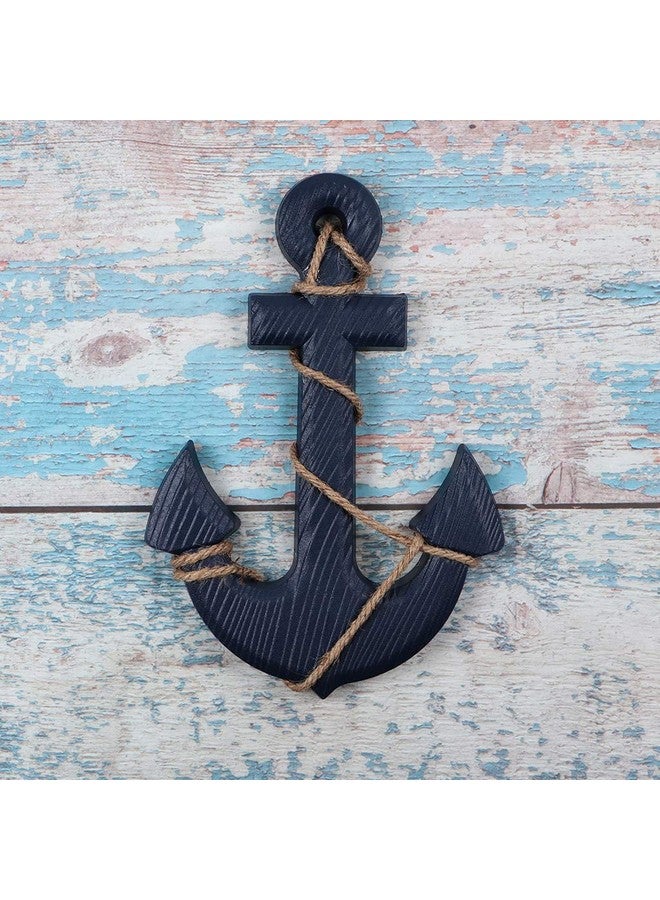 MDLUU Wooden Ship Wheel, Ship Rudder Decor, Helm Wheel Wall Hanging Ornament (11"(Navy Blue)) - Image 3