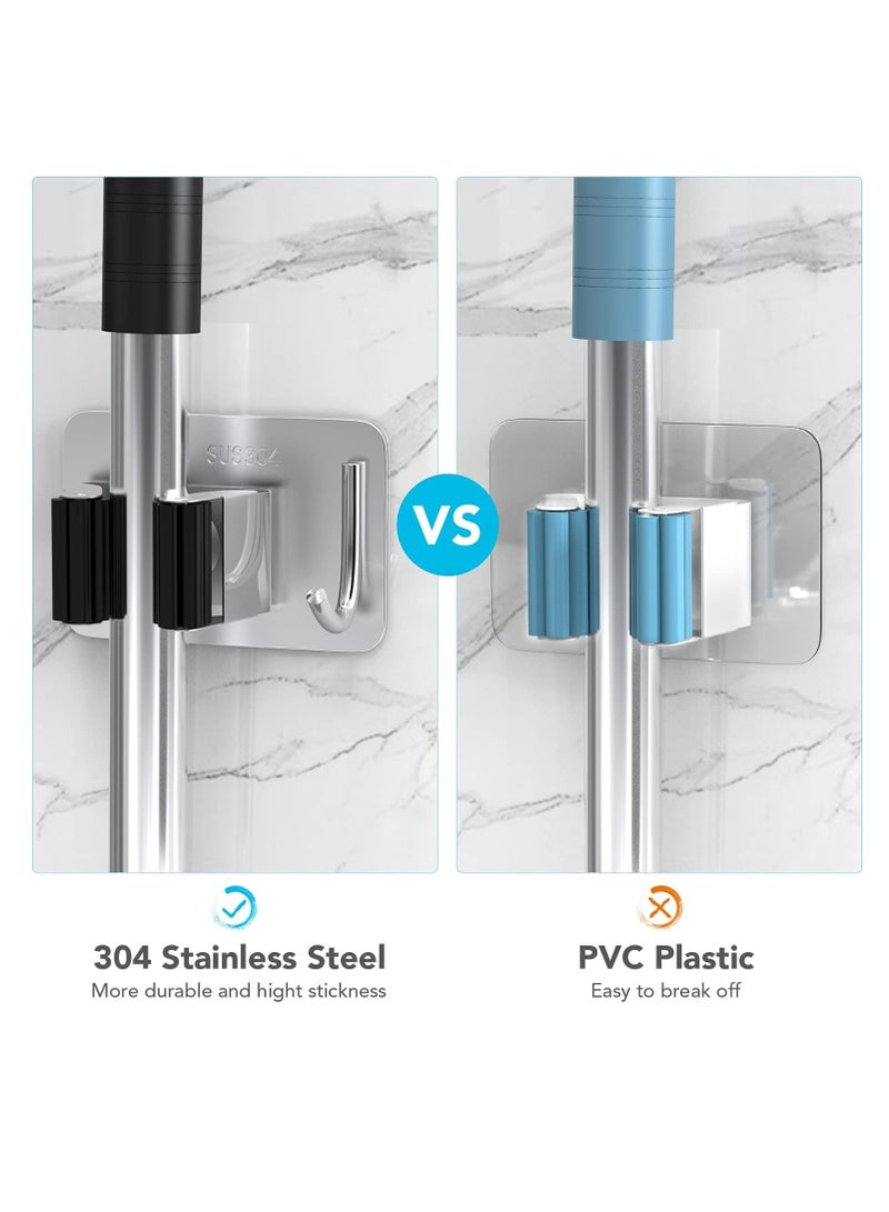 Fanski Mop Holder Pack of 4 for Kitchen Home Garage and Laundry Mop Holder with Wall Mount Multipurpose Mop and Broom Holder Organizer - Image 3