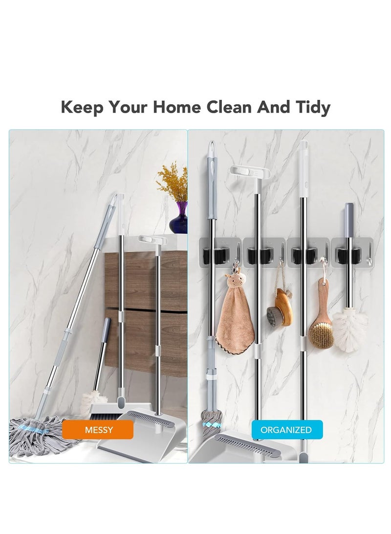 Fanski Mop Holder Pack of 4 for Kitchen Home Garage and Laundry Mop Holder with Wall Mount Multipurpose Mop and Broom Holder Organizer - Image 4
