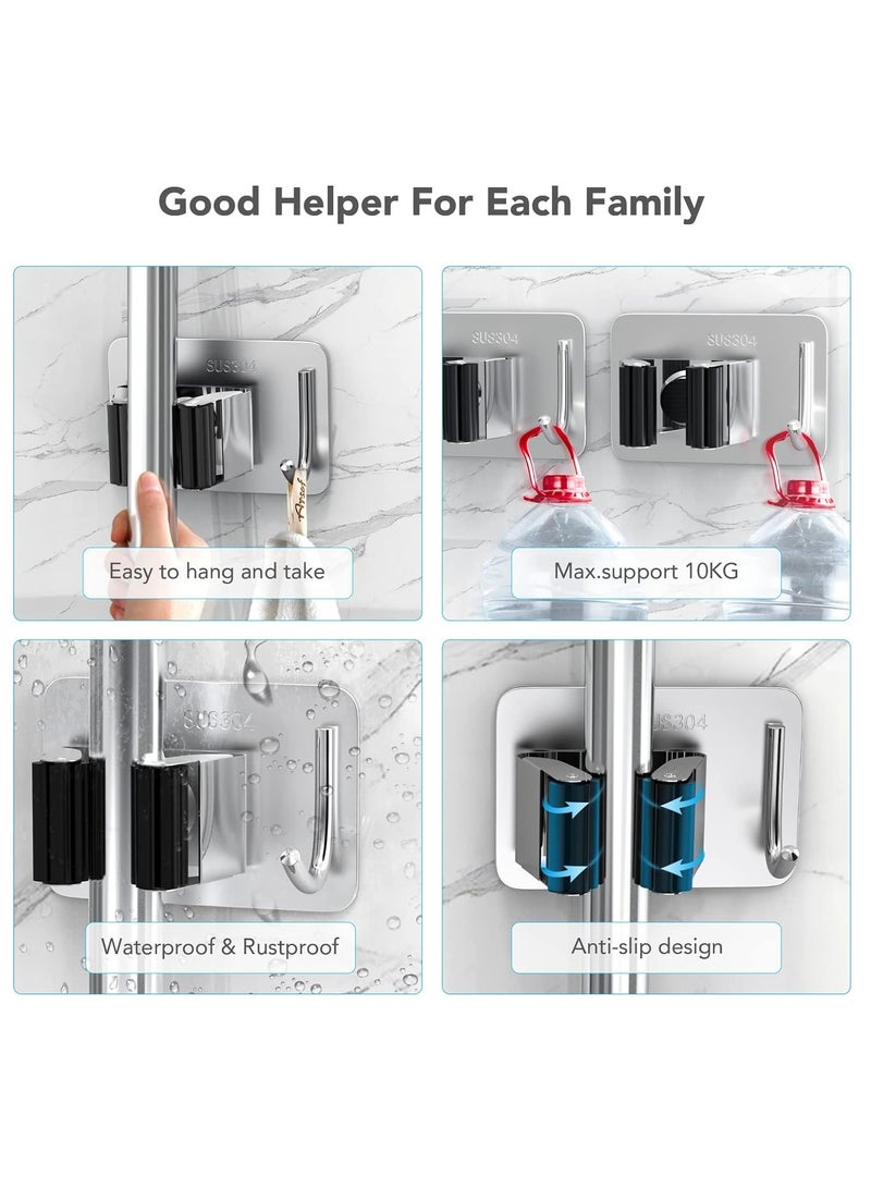 Fanski Mop Holder Pack of 4 for Kitchen Home Garage and Laundry Mop Holder with Wall Mount Multipurpose Mop and Broom Holder Organizer - Image 5