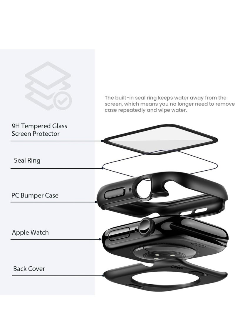 X-level (2 in 1) for Waterproof Apple Watch Screen Protector Case Series 11/10 46mm Accessories, 360 Front and Back, iWatch PC Face Cover with Tempered Glass for Women Men, 46 mm - Image 3