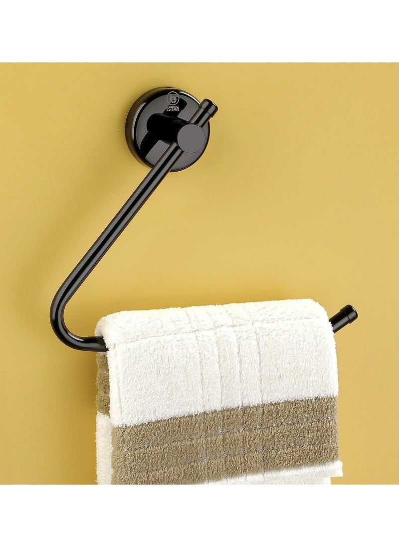 iSTAR iSTAR Stainless Steel Towel Ring/Napkin Ring/Towel Holder/Towel Hanger/Towel Holder for Washbasin and Napkin Holder Stand for Kitchen, Bathroom (Black Finish, Pack of 1)  - Image 1