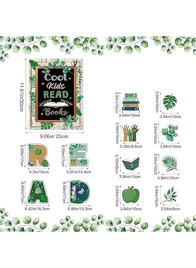 Arabest 45 PCS Reading Bulletin Board Poster Eucalyptus Classroom Decorations Boho Greenery Bulletin Board Motivational Elementary Educational Prints Poster for Teachers Kindergarten Preschool Library  - Image 2
