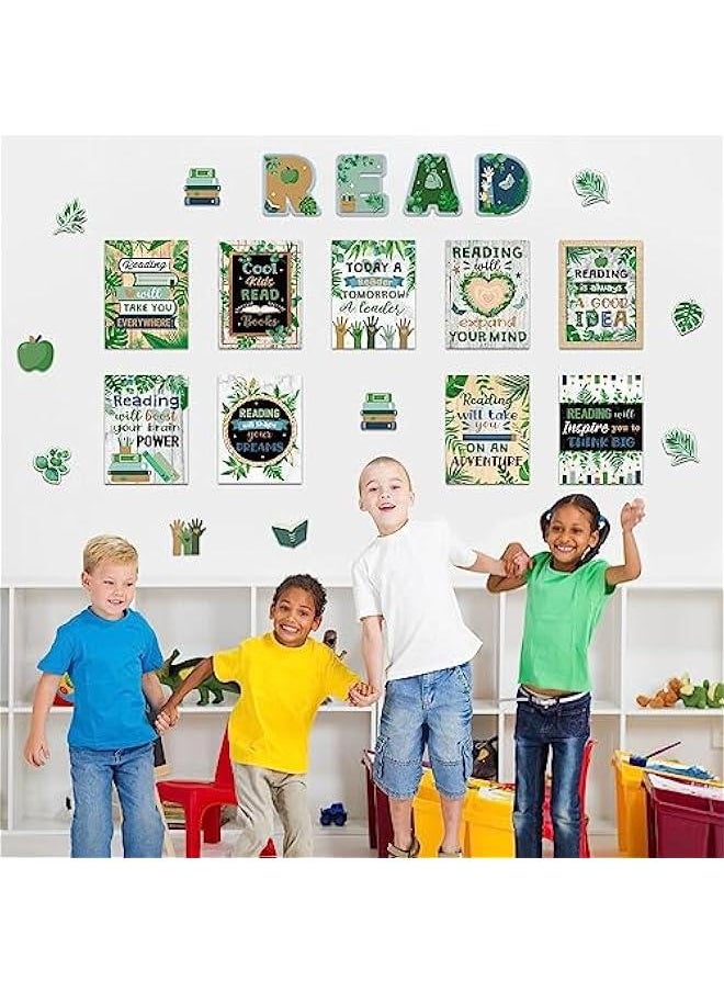 Arabest 45 PCS Reading Bulletin Board Poster Eucalyptus Classroom Decorations Boho Greenery Bulletin Board Motivational Elementary Educational Prints Poster for Teachers Kindergarten Preschool Library  - Image 4