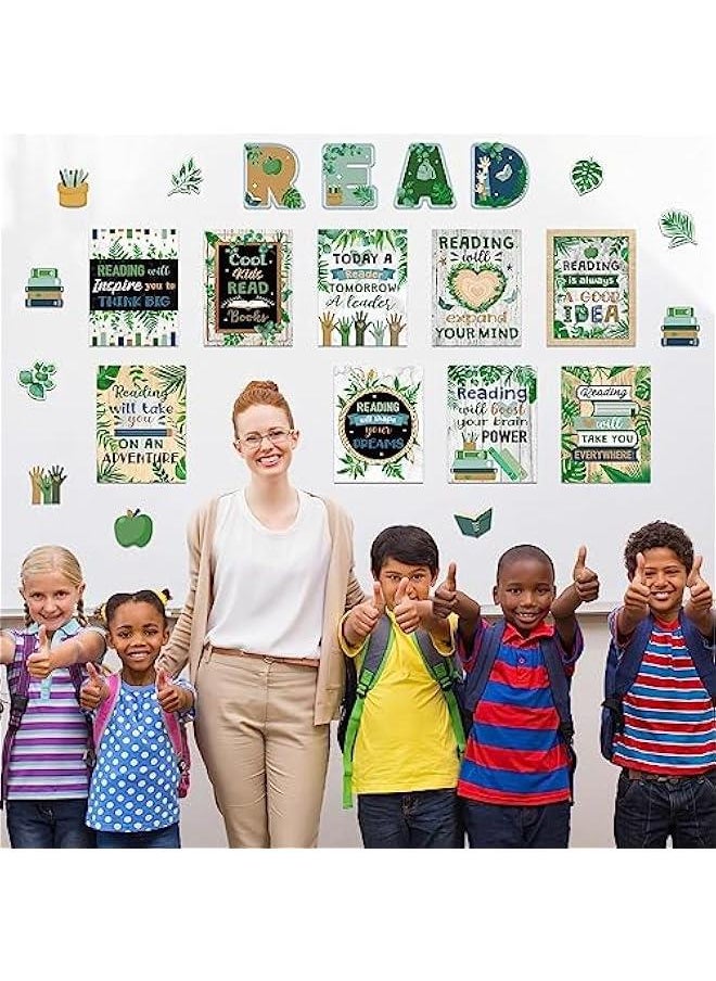 Arabest 45 PCS Reading Bulletin Board Poster Eucalyptus Classroom Decorations Boho Greenery Bulletin Board Motivational Elementary Educational Prints Poster for Teachers Kindergarten Preschool Library  - Image 5