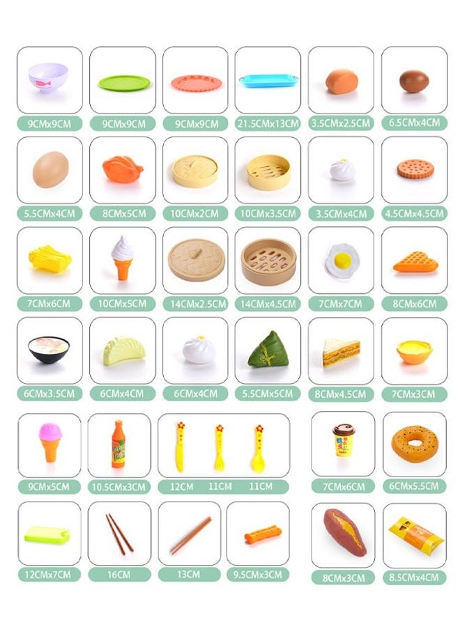 ألعاب مطبخ للأطفال لتناول الإفطار، مجموعة طهي تظاهرية، لعب أدوار تعليمية، مواد صديقة للبيئة، ألعاب مطبخ تظاهرية ممتعة وخيالية للتعلم والتطوير الإبداعي (84 قطعة) - Image 2