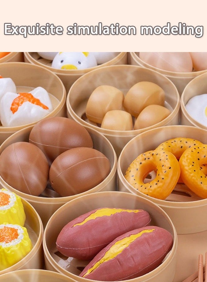 ألعاب مطبخ للأطفال لتناول الإفطار، مجموعة طهي تظاهرية، لعب أدوار تعليمية، مواد صديقة للبيئة، ألعاب مطبخ تظاهرية ممتعة وخيالية للتعلم والتطوير الإبداعي (84 قطعة) - Image 4