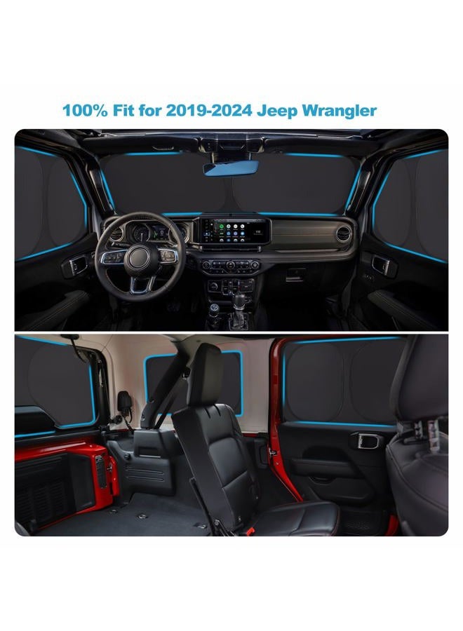 XCBYT 2019-2024 Wrangler Window Shades | 6 Layers Thickened Car Window Covers | 2 in 1 Car Full Window Privacy Curtains | 100% Blackout Window Shade and Heat Insulation for Camping Napping (8 PCS) - Image 3