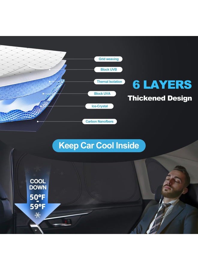 XCBYT 2019-2024 Wrangler Window Shades | 6 Layers Thickened Car Window Covers | 2 in 1 Car Full Window Privacy Curtains | 100% Blackout Window Shade and Heat Insulation for Camping Napping (8 PCS) - Image 2
