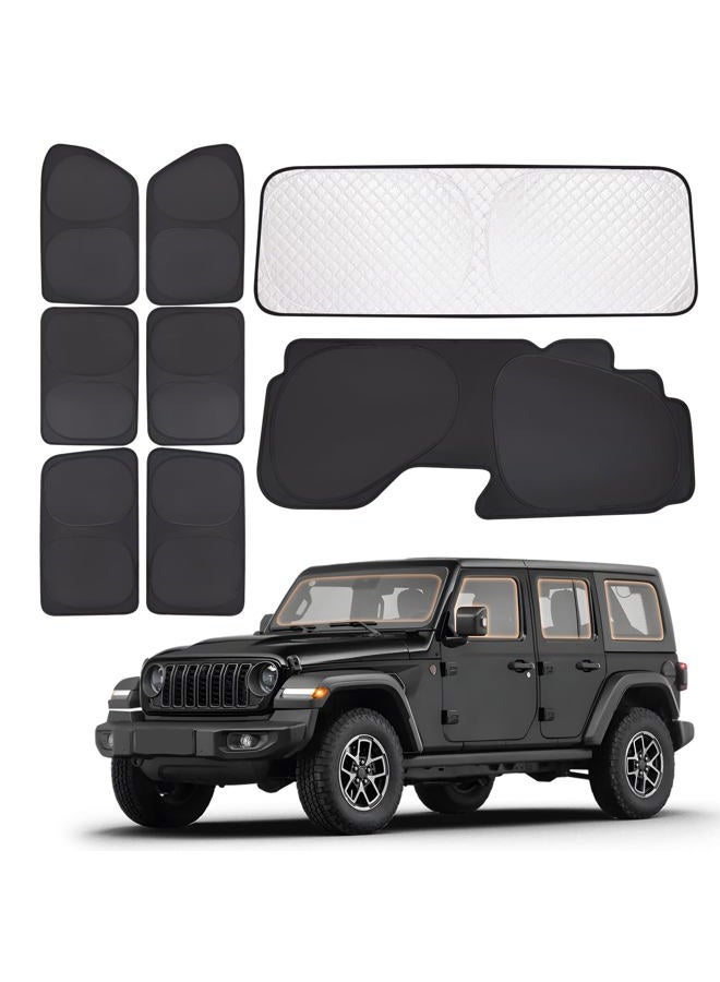 XCBYT 2019-2024 Wrangler Window Shades | 6 Layers Thickened Car Window Covers | 2 in 1 Car Full Window Privacy Curtains | 100% Blackout Window Shade and Heat Insulation for Camping Napping (8 PCS) - Image 1