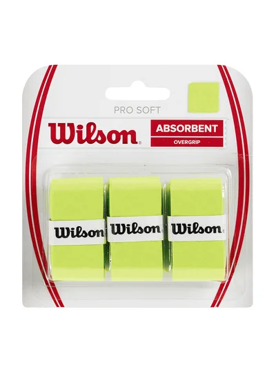 Wilson Pro Soft Tennis Racket Lime Overgrip - 3 overgrips pack