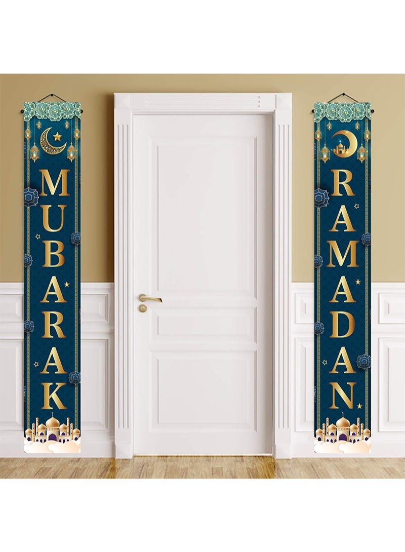 Aikanbo Ramadan Mubarak Porch Sign,Ramadan Hanging Banner Decoration - 180 x 30cm Ramadan Banner Front Door Porch Sign Decoration for Home Indoor Outdoor,Eid Background Ramadan Mubarak Party Decor Set - Image 5