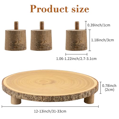 SogYupk Rustic Wood Cake Stand 1113 Inch Wooden Slice with Legs for Elegant Wedding Birthday WoodlandThemed Parties1Pcs - Image 3