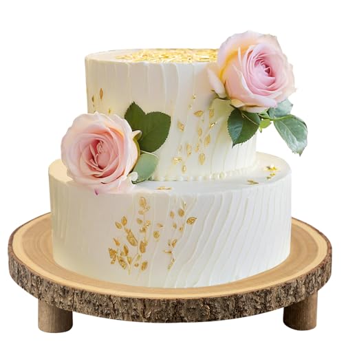 SogYupk Rustic Wood Cake Stand 1113 Inch Wooden Slice with Legs for Elegant Wedding Birthday WoodlandThemed Parties1Pcs - Image 1