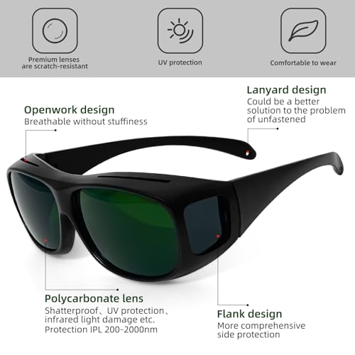 UpaClaire Welding spectacles Wrap-around laser safety spectacles 200nm-2000nm Goggles for laser cosmetology personnel - Image 3