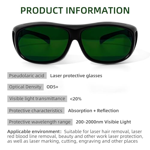 UpaClaire Welding spectacles Wrap-around laser safety spectacles 200nm-2000nm Goggles for laser cosmetology personnel - Image 4