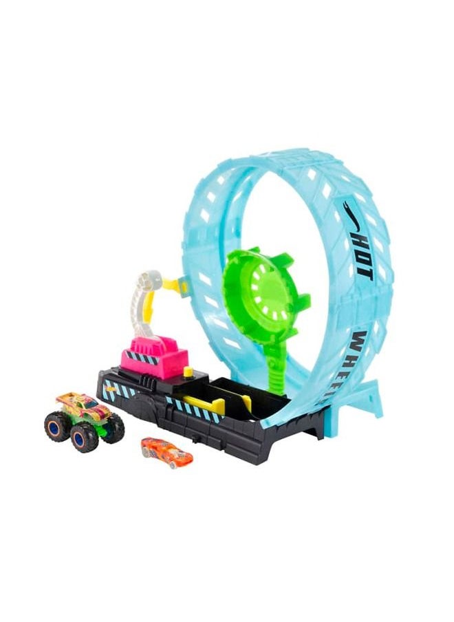 Hot Wheels Hw Mt Glow In The Dark Epic Loop Challenge Play Set  - Image 1