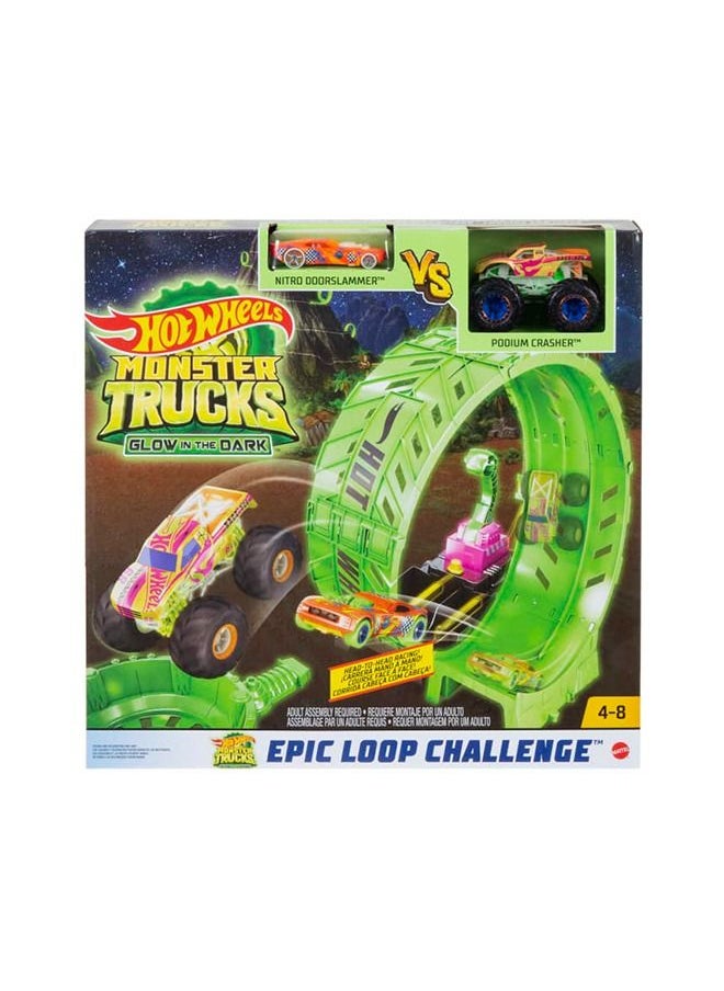 Hot Wheels Hw Mt Glow In The Dark Epic Loop Challenge Play Set  - Image 5