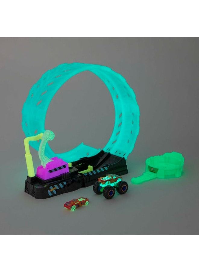 Hot Wheels Hw Mt Glow In The Dark Epic Loop Challenge Play Set  - Image 3