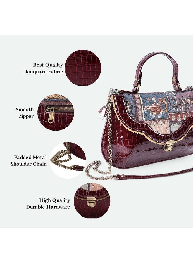 Rudhira Top Handle Satchel Bag/Shoulder Bags For Women (Crocodile Print), Multicolor - Image 2