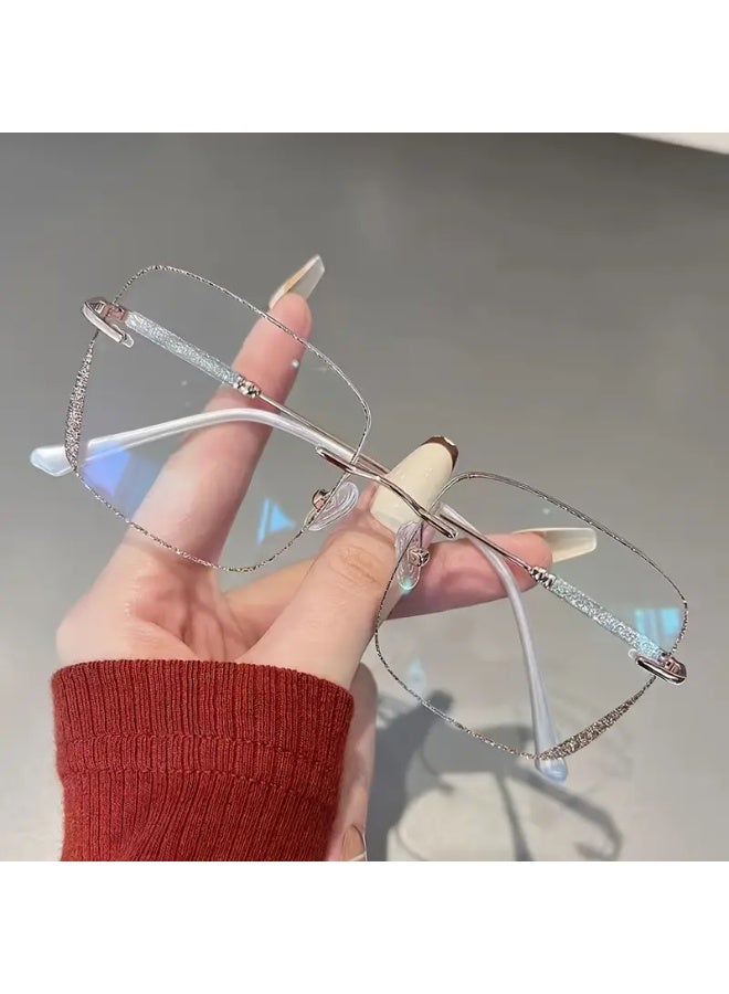 سينت هاوس زوج من العدسات الشفافة بدون إطار للنساء، بإطار جلاكسي لامع (مع حافظة نظارات)، نظارات زرقاء مانعة للضوء، نظارات طبية - Image 5