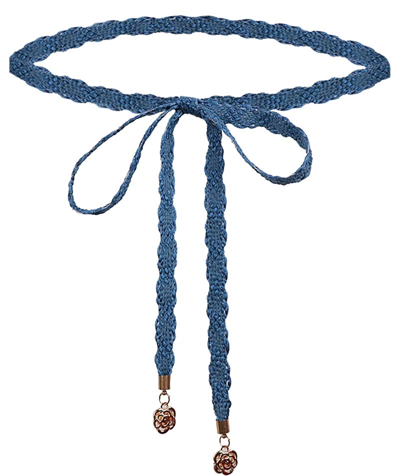 NIDMIDO Elegant Braid Belt for Women Woven Trendy Waist Belt Decorative Dress Belt for Women Girls Outfit (Denim Blue) - Image 1