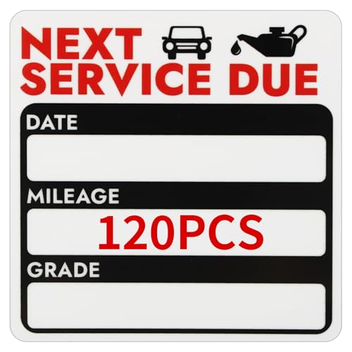 Mkobon 120 Pcs 2x2 Inches Oil Change Stickers, Next Service Due Sticker for Windshield, Strong Adhesion and No Residue, Clear Decals Labels for Car Auto Vehicles Window - Image 1