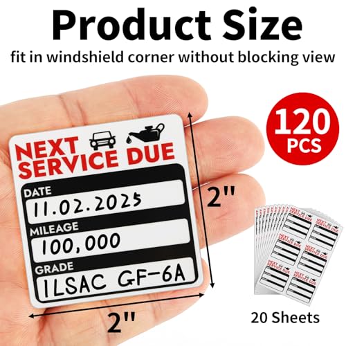 Mkobon 120 Pcs 2x2 Inches Oil Change Stickers, Next Service Due Sticker for Windshield, Strong Adhesion and No Residue, Clear Decals Labels for Car Auto Vehicles Window - Image 2