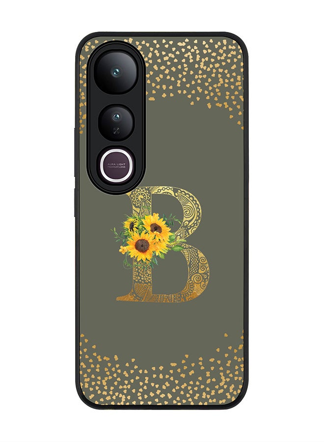 Stylizedd For vivo V50 Lite Case,Slim fit Camera Protection, Shockproof Thin Phone cover  - Custom Floral Monogram - B  (Olive Green )