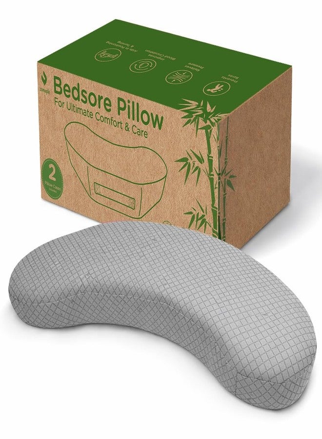 Zomaple Bedsore Pressure Relief Pillow, Grey - Offload Pressure to Prevent Bed Sores & Ease Turning - 30° Positioning, Cooling Gel Top, 2 Non-Skid Removable Covers - Knee Wedge Pillow Versatility - Image 1