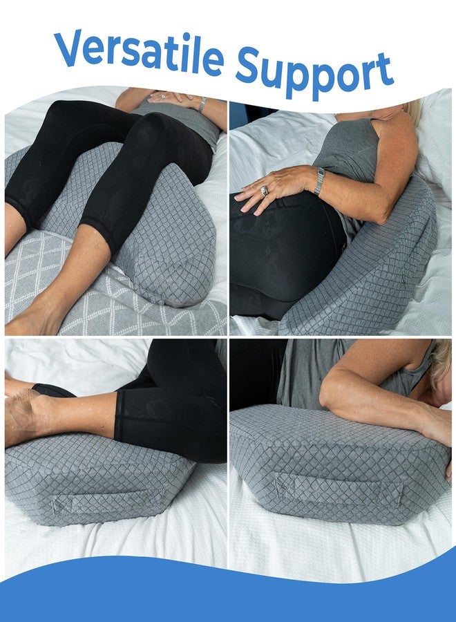 Zomaple Bedsore Pressure Relief Pillow, Grey - Offload Pressure to Prevent Bed Sores & Ease Turning - 30° Positioning, Cooling Gel Top, 2 Non-Skid Removable Covers - Knee Wedge Pillow Versatility - Image 3