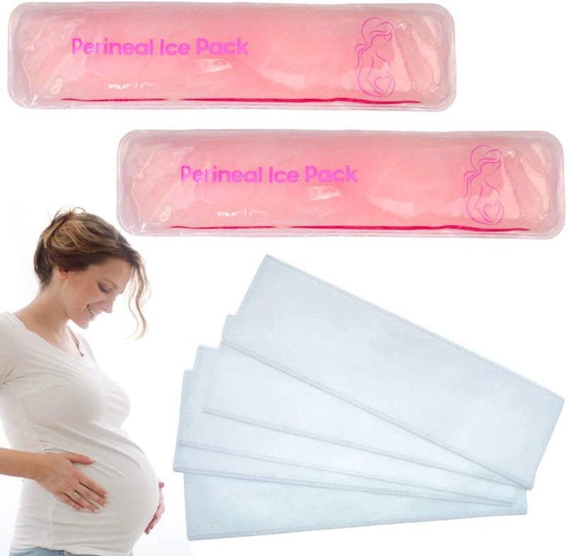 coldchill Reusable Perineal Ice Packs for Postpartum & Hemorrhoid Pain Relief, Hot & Cold Pack for Women After Pregnancy. 2 Ice Pack and 3 Non-Woven Cover, Pink - Image 1